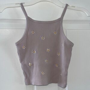 Zara Lilac Daisy Embroidered Tank Top